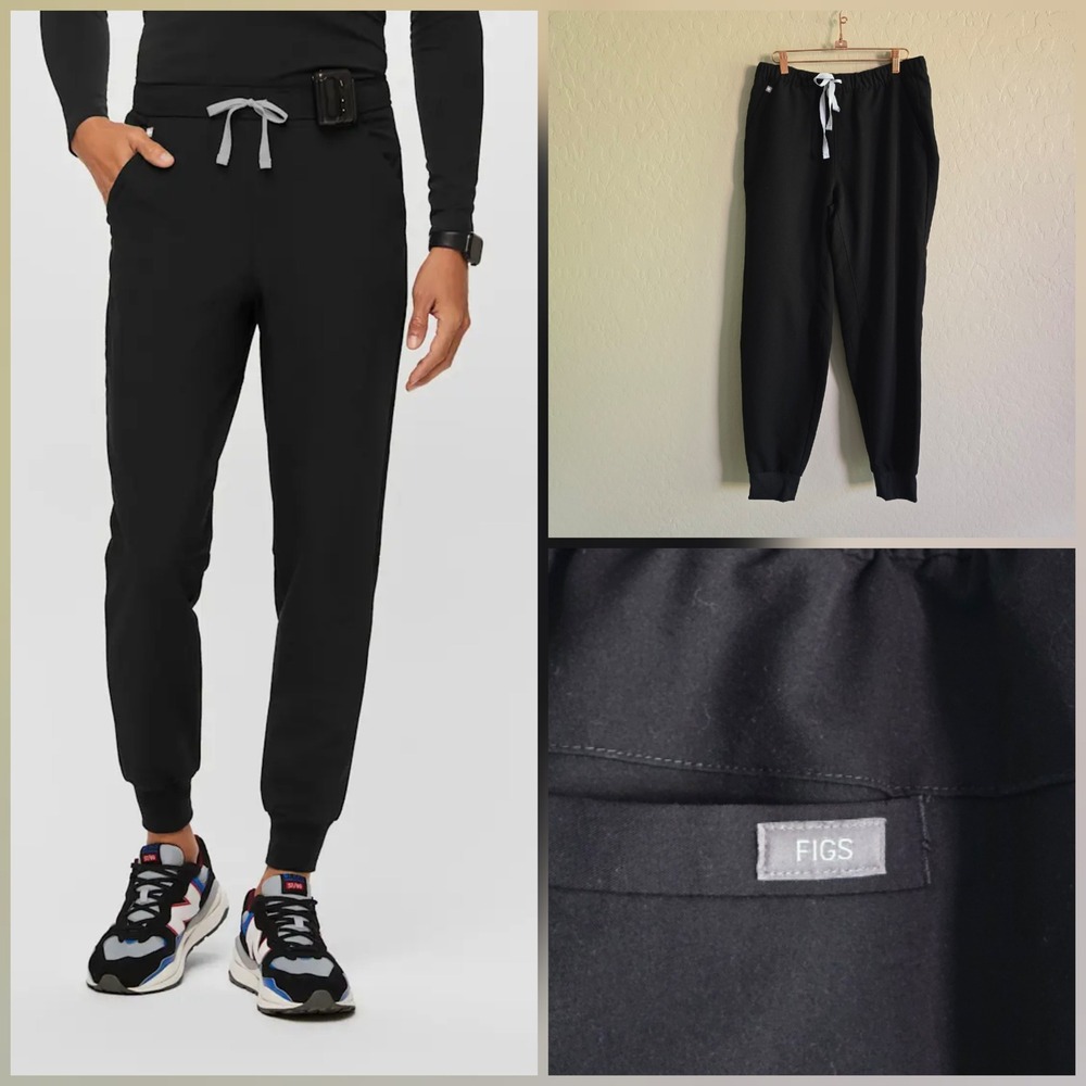 Figs Men's Tansen Jogger Scrub Pants Black Size Medium